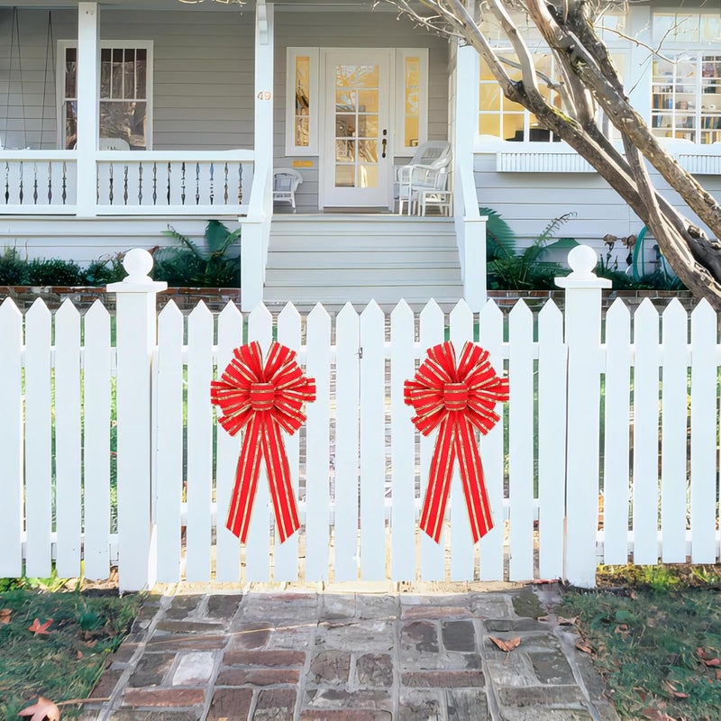 RoseCraft 6PCS Red/Gold Christmas Bow, 9”x13” Large Velvet Christmas Tree Topper Bow Ornaments for Home Xmas Tree Wreath Fence Stairs Railing Fireplace Front Door Party Valentine's Day Decoration. - Image 4